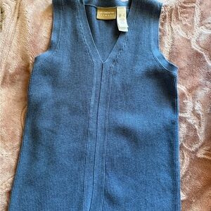 Liz Claiborne Blue Ribbed Knit Top